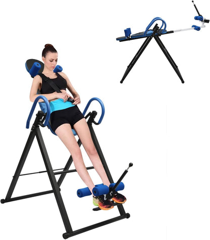 Inversion Table for Back Pain Relief, 330.7lbs Capacity Heavy Duty Inversion Teeter Table with Adjustable Safety Belt & Headrest, Home Back Stretcher Decompression Equipment