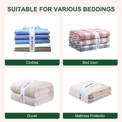 Bed Sheet Organizer Bands with Hook and Loop Adjustable Sheet Organizers and Storage Label Bands for Linen Closet-Elastic Bedding Sheet Keeper Straps for Bedsheet Sets (Queen 4PCs)