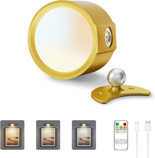 LANMEL LED Wall Mounted Lights,360° Rotating Rechargeable Wall Sconce Lamp