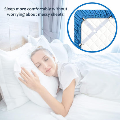 Bed Sheet Straps, Easy to Install Sheet Straps, Fitted Sheet Clips, Adjustable Sheet Fasteners, Say Goodbye to The Messy Sheets (Gray-4 Pcs)