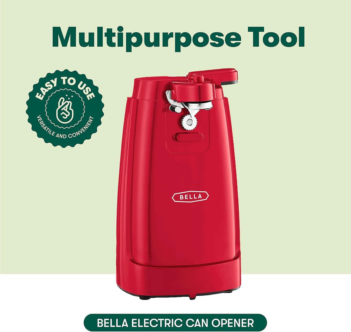bella Electric Can Opener and Knife Sharpener, Black