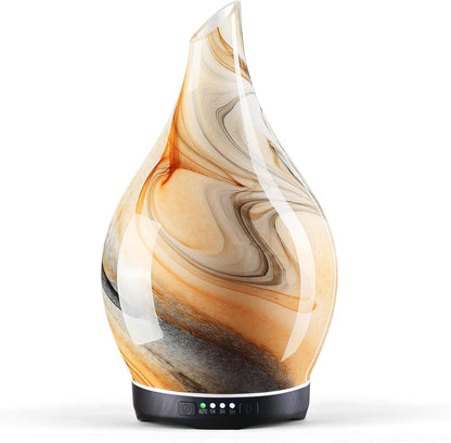 Porseme Essential Oil Diffuser 280ml Handmade Glass Diffuser 7H Runtime | Elegant Handmade Glass Aroma Diffuser with 7-color LEDs, Quiet Aromatherapy and Safe Auto Shut-off, Perfect for Gifts