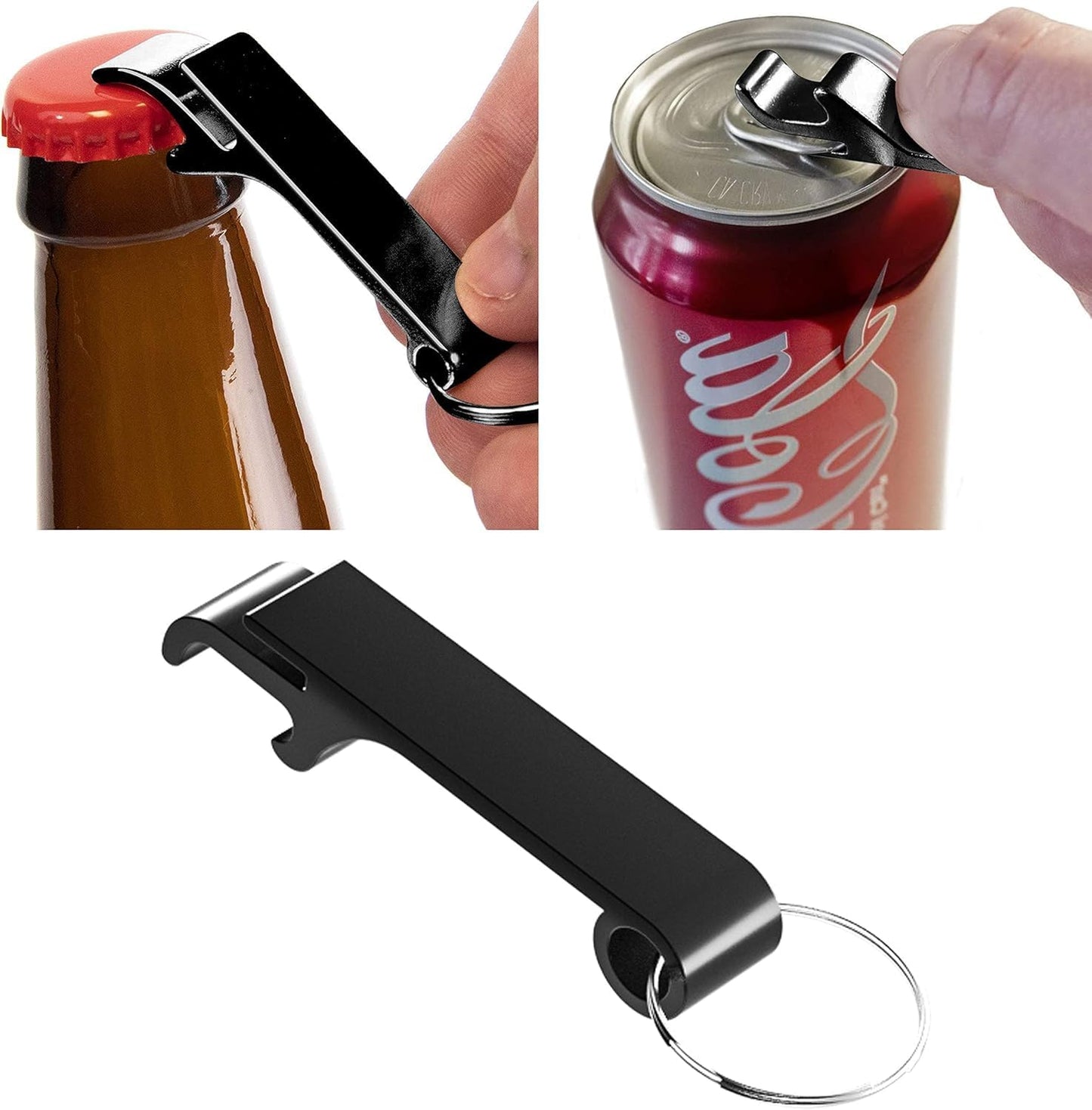Can Opener Smooth Edge & Bottle Opener, Manual Side Safe Cut Can Opener Smooth Edge with Durable Sharp Blade, Effort-Saving Knob & Comfortable Non-slip Handle, (2-Pack, Black)