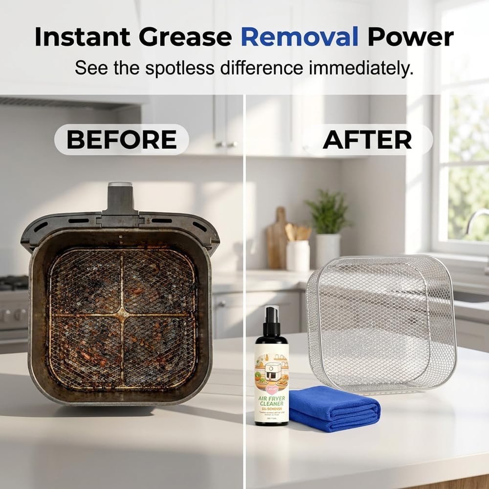 HISKI 2-in-1 Air Fryer Cleaner and Degreaser Spray, Grease Air Fryer Cleaner Spray, Powerful Kitchen Degreaser Foam Spray (1PC, 110ML)