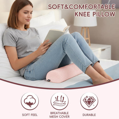 SPRING SEAON Half Moon Bolster Knee Pillow for Back Sleeping Memory Foam Leg Pillow for Ankle and Foot Comfort Under Knee Pillow for Side Sleepers Machine Washable Cover(17" x 7.5" x 4.3")