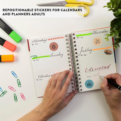 Andaz Press Colorful 7 Days of Week Stickers, Day Week Calendar Stickers for Adults Planner Day Dots Food Labels for Food Containers Date Calendar Planner Stickers Week Day Sticker Labels, 480-Pack