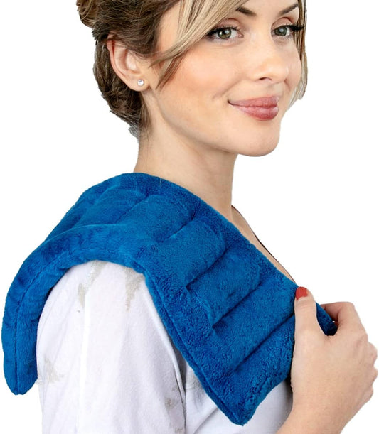Microwavable Heating Pad for Neck & Shoulders - 6x16, Gray - Flaxseed Heat Pack - Weighted Hot & Cold Therapy Compress Wrap for Pain Relief, Menstrual Cramps, Sore Muscles