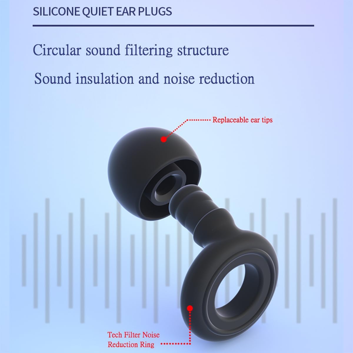 Reusable Noise Reduction Silicone Ear Plugs, Ultra-Comfy Earplugs with 4 Size Eartips and Case, 17-30dB Hearing Protection for Sleep, Concerts, Work, Travel & Noise Sensitivity