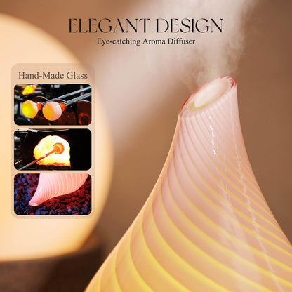 Porseme Oil Diffuser 3D Glass Aromatherapy Ultrasonic Humidifier, Air Refresh Auto Shut-Off, Timer Setting, BPA Free for Home Hotel Yoga Leisure SPA Gift 150ml Last 6H - Colors B
