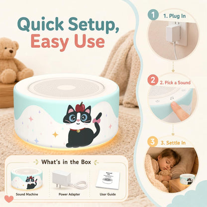 Kipcush White Noise Machine for Baby & Adults, 30 Soothing Sounds, Sleep Sound Machine with 8 Color Night Light, Memory Function, White Noise for Sleeping, Nursery, Office, Travel & Relaxation