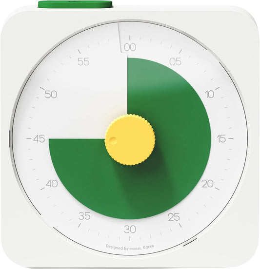 mooas Analog Focus Silent Visual Timer, Countdown, 60-Min Max (Green)