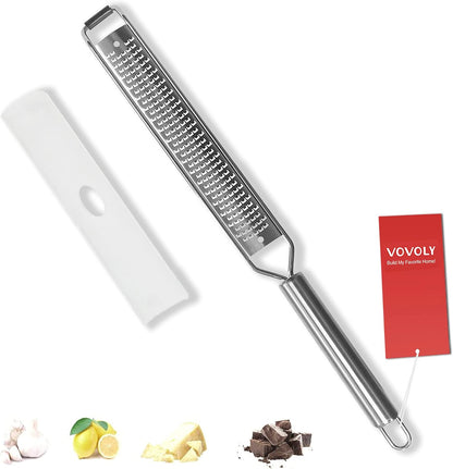 4-Pcs Pro Set Zester Grater Set, Cheese Grater with Razor-Sharp Stainless Steel Blade, Fine/Coarse/Extra Coarse/Slider Attachment