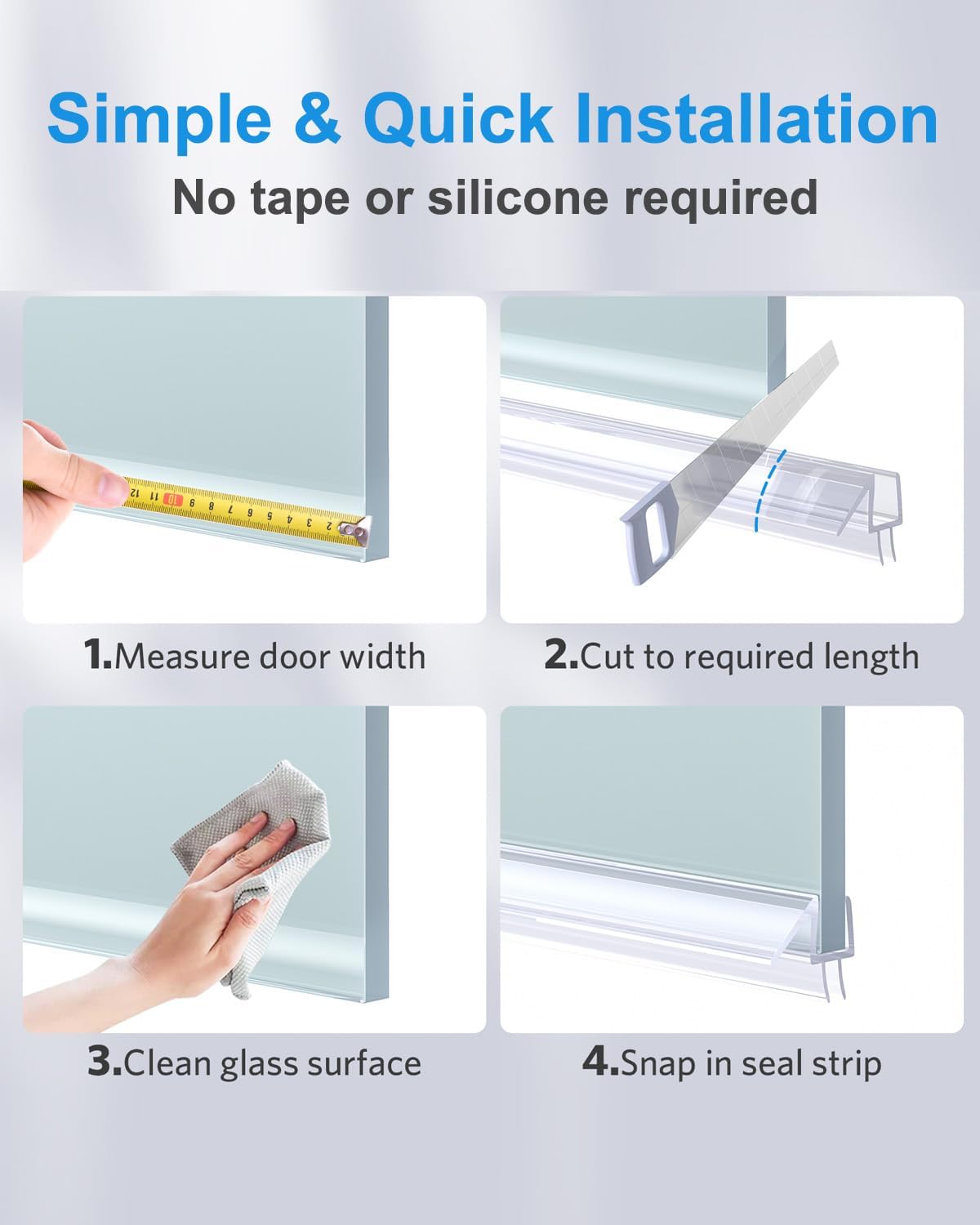 Delamu 3-Pack Shower Door Bottom Seal, 3/8''× 39'' Shower Door Sweep Strip | Shower Seal Strip for 3/8'' (10mm) Doors, Frameless Glass Shower Door Seal Strip Stop Shower Leaks and Create a Water Barrier