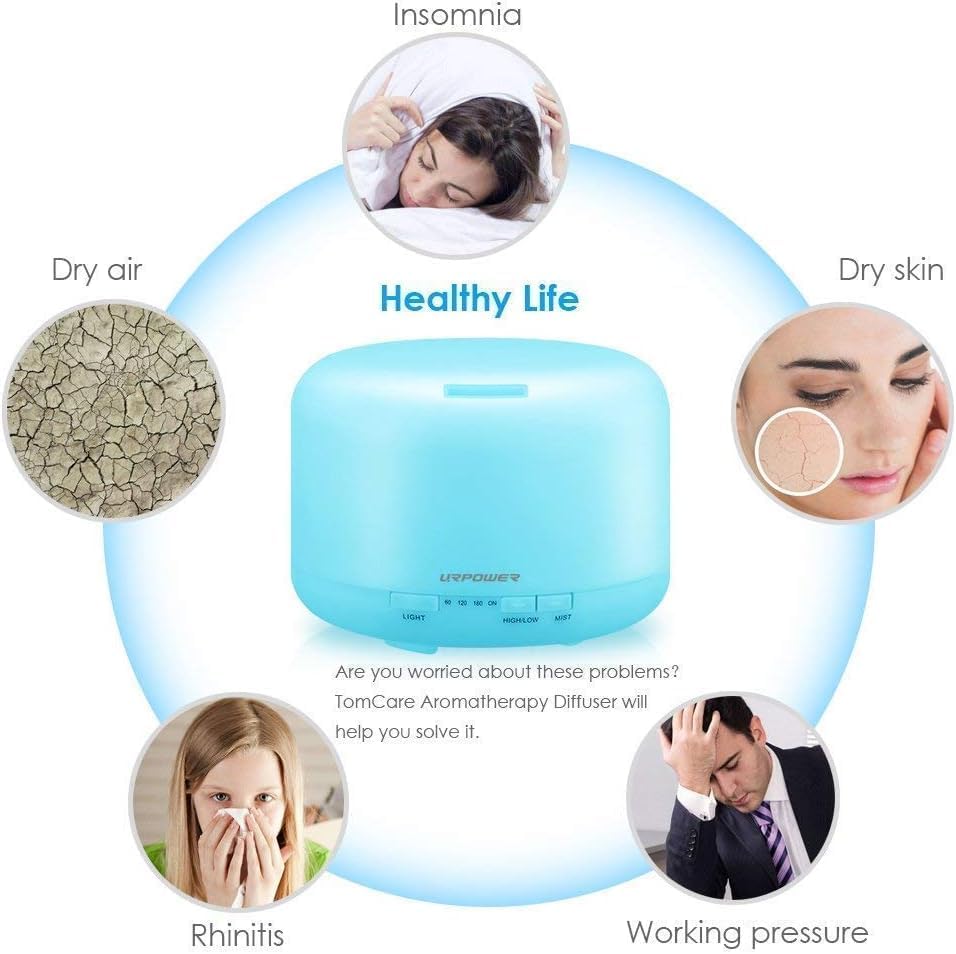 URPOWER 500mL Essential Oil Diffuser Humidifier for Home & Large Rooms