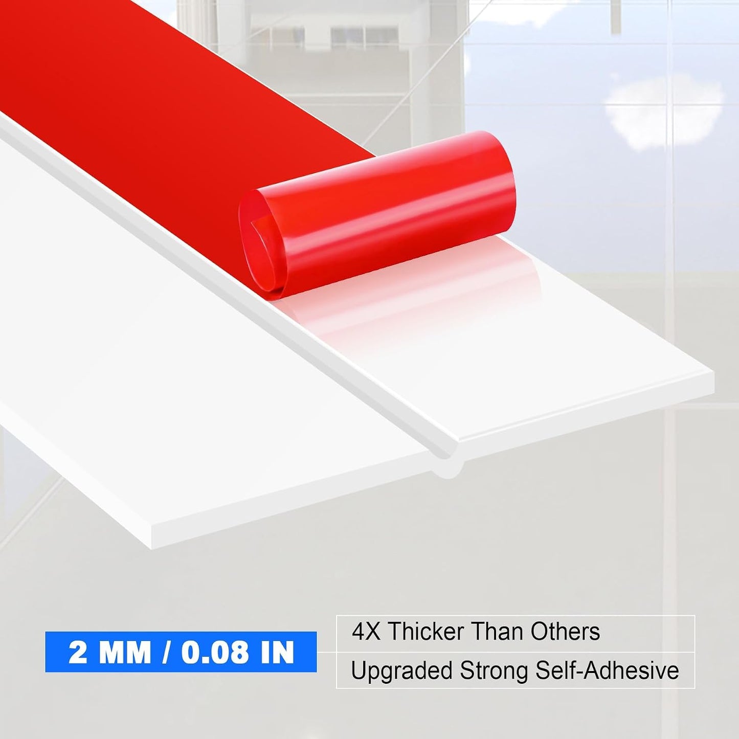 ToLanbbt Weather Stripping Silicone Door Seal Strip 2 in x 10 ft Door Draft Stopper Self Adhesive Tape, Side & Bottom Gaps Insulation Seal for Glass Shower Sliding Window, Black