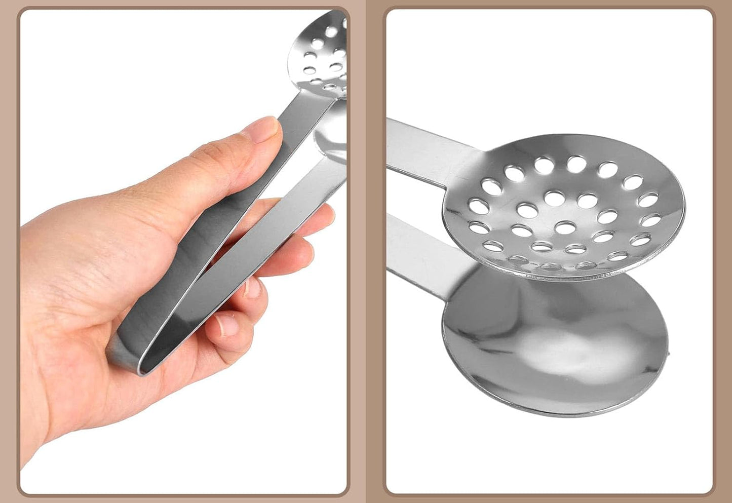 2 Pack Stainless Steel Tea Bag Clips, Round Tea Bag Squeezer, Tea Bag Spoon, Herbal Tea Infuser, Herb Tong, Sugar Cube Tong, Lemon Tong, Ice Cube Tong, Tools For Kitchen Bar