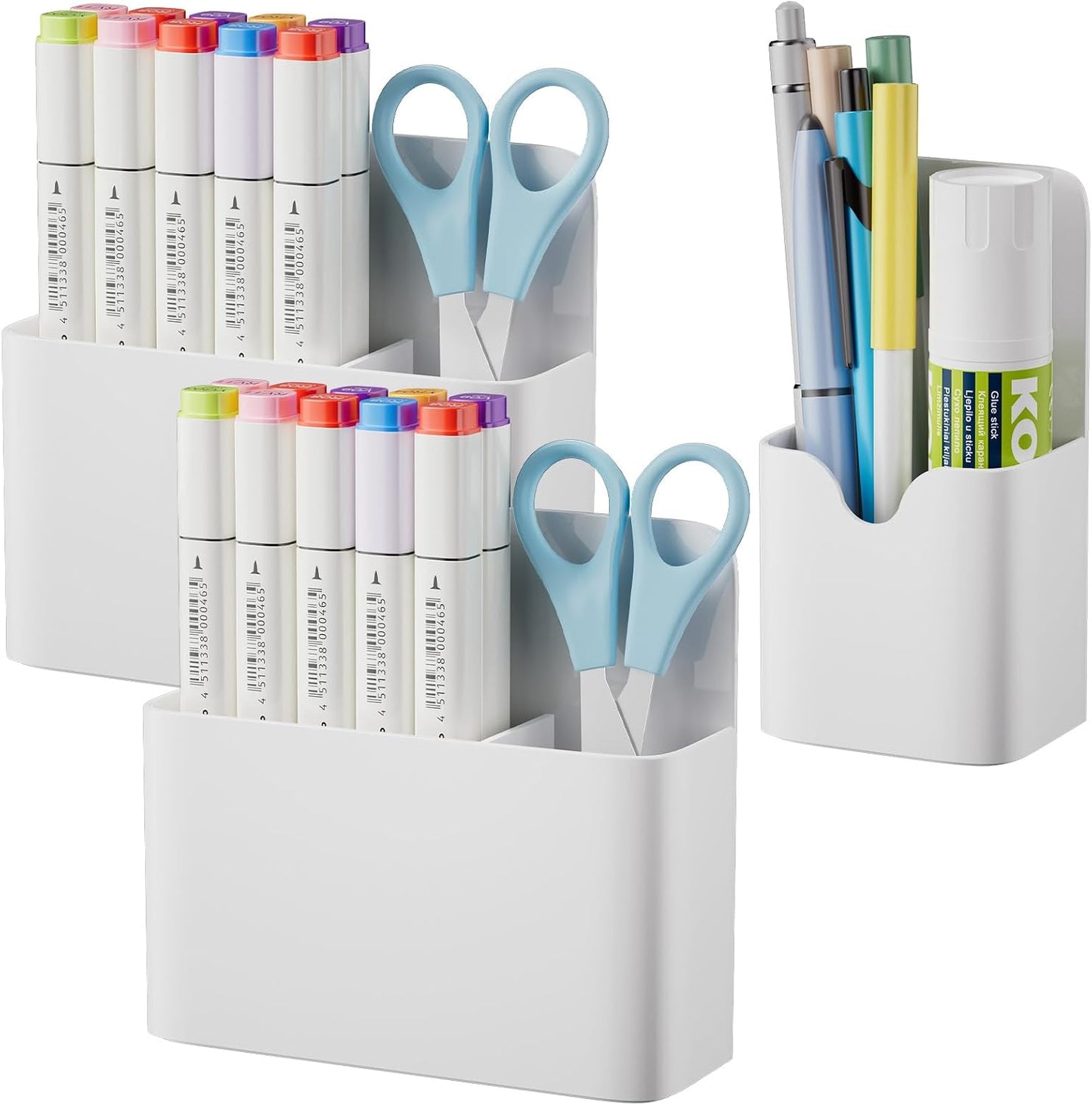 Marbrasse Magnetic Dry Erase Marker Holder,Pen and Eraser Holder for Whiteboard，Magnet Pencil Cup Utility Storage Organizer for Office, Refrigerator, Locker and Metal Cabinets (2 Pack)