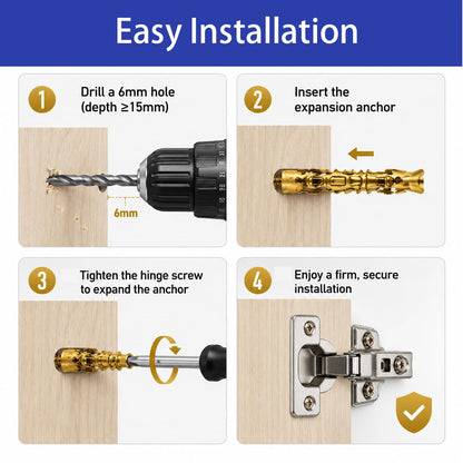 6×14mm Short Expansion Screw Set, 50pcs for Cabinet Hinge Repair and Stripped Thread Restoration, Secure Cabinet Door Fastening, Suitable for Tile Stone Wood and More