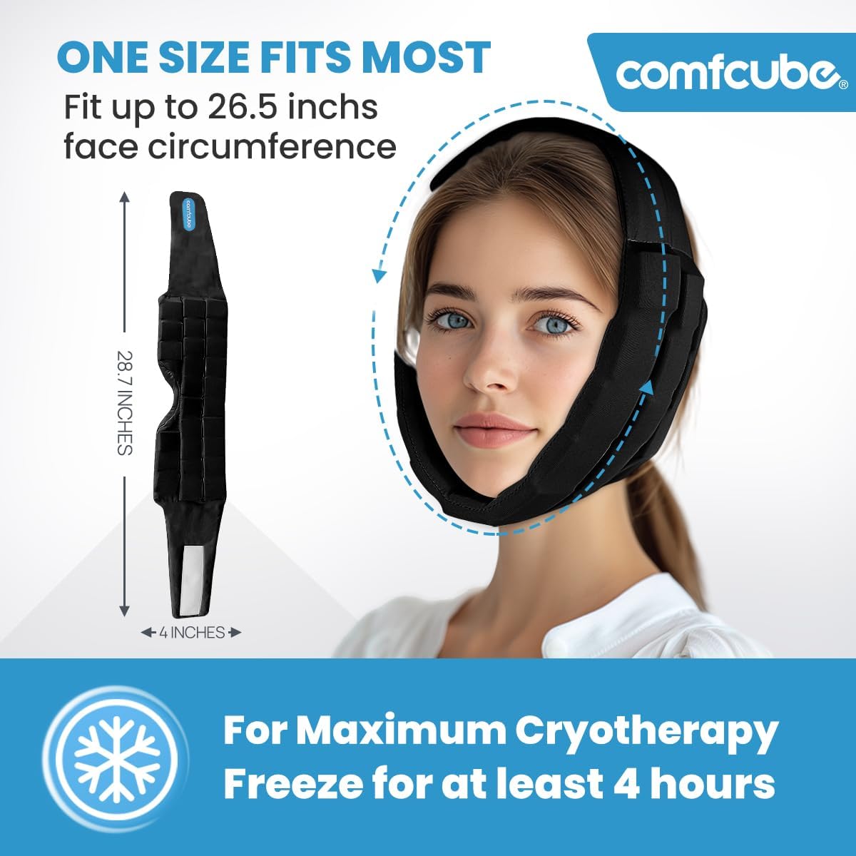 Face Ice Pack for Wisdom Teeth, 2 Hours Long Lasting Cold Therapy Flexible Cold Pack Head Wrap for Wisdom Teeth Surgery, TMJ, Chin, Oral Pain, Facial Surgery, Jaw Pain, Tonsillectomy
