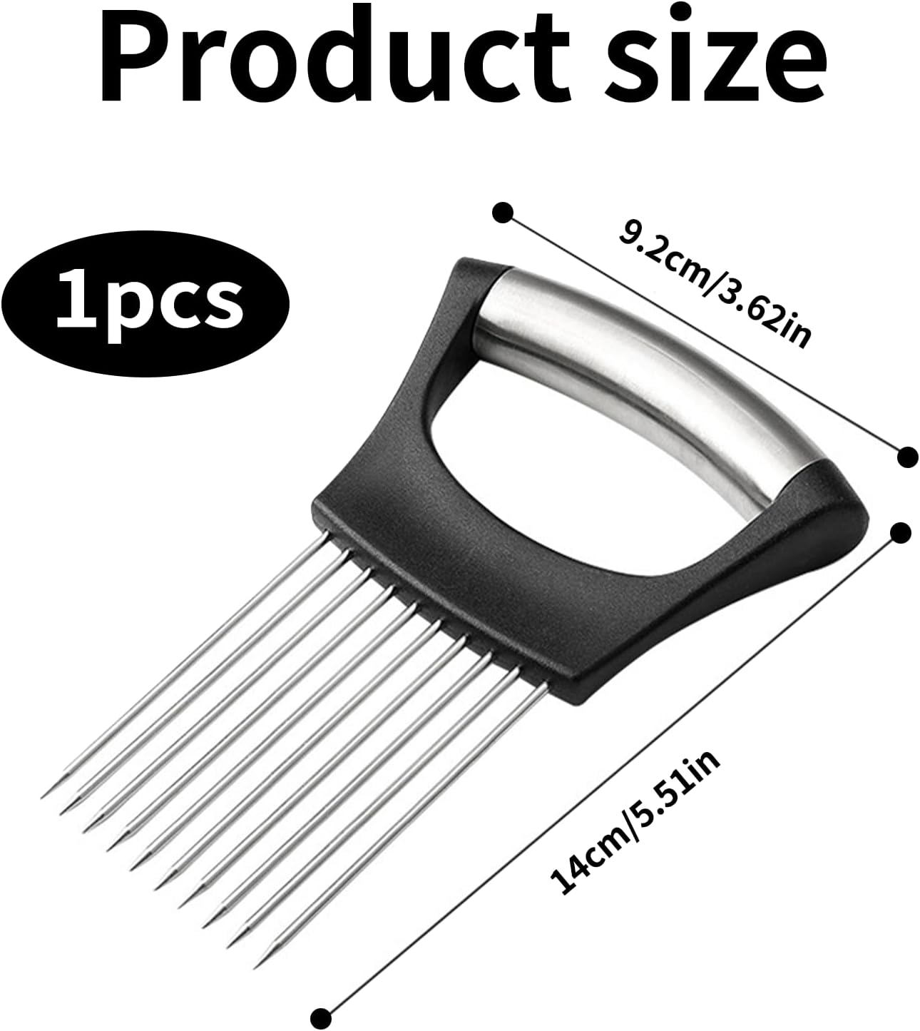 Onion Holder For Slicing Stainless Steel Kitchen Tool For Potatoes | Secure Non-Slip Grip, Stainless Steel Prongs, Safe Finger Guard, Easy Clean