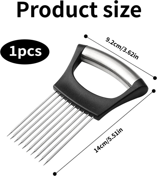 Onion Holder For Slicing Stainless Steel Kitchen Tool For Potatoes | Secure Non-Slip Grip, Stainless Steel Prongs, Safe Finger Guard, Easy Clean