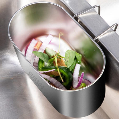 SYCOOVEN Stainless Steel Sink Drain Strainer Basket, Multifunctional Hanging Sink Strainer Colander Drain Basket Kitchen Sink Food Waste Filter and Wash Vegetables Fruits(Silver)
