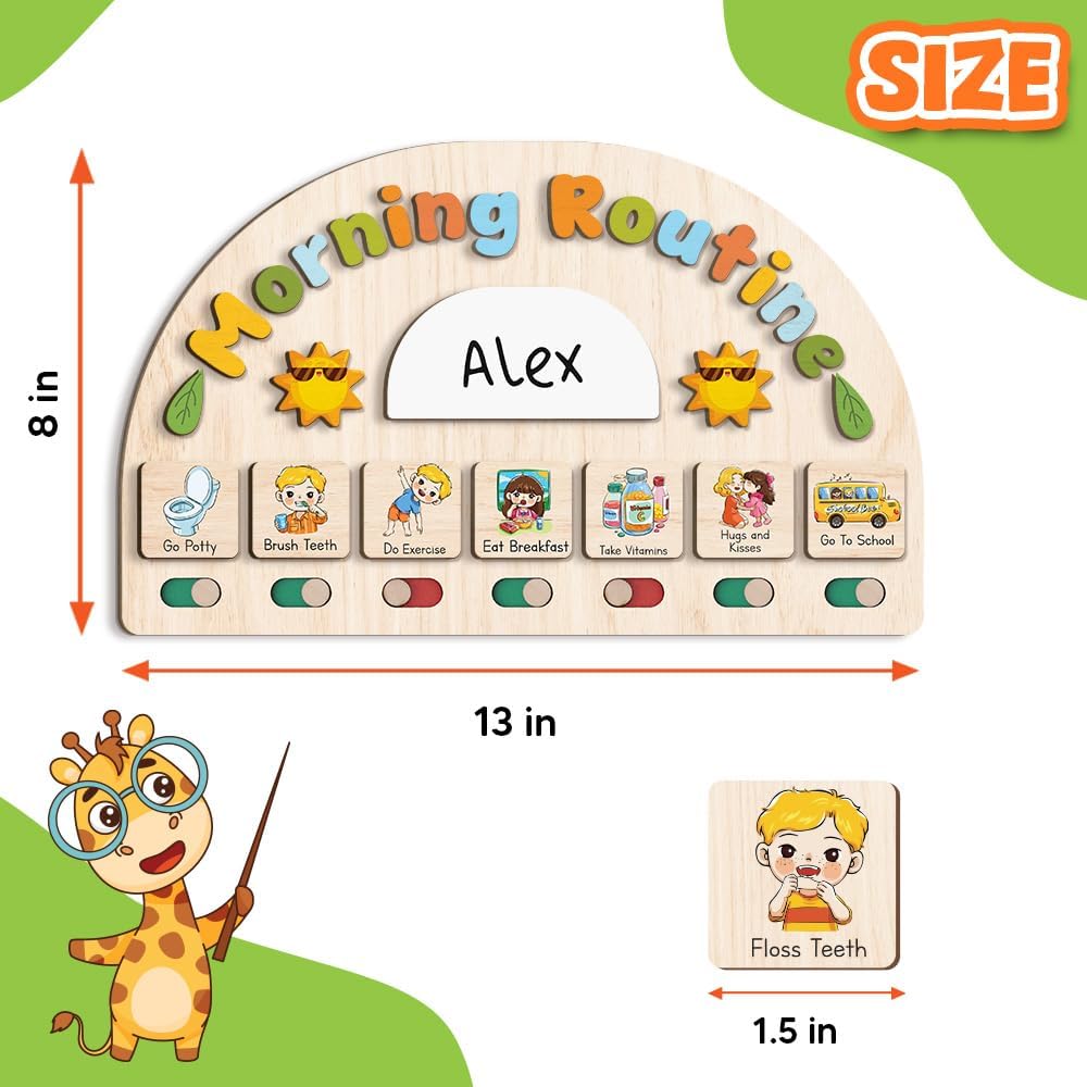 Morning Routine Chart for Toddler, Daily Routine Chart for Kids Age 2-6, Morning Schedule for Boy Girls, Visual Schedule, Chore Chart for Kids