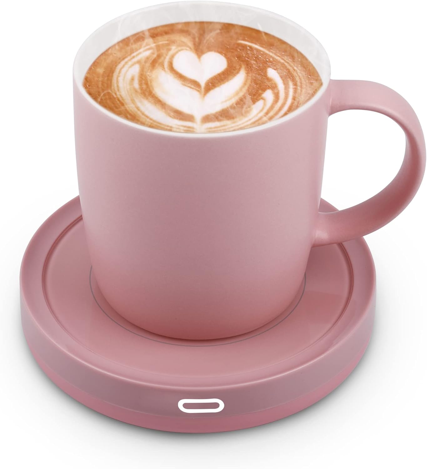 BESTINNKITS Smart Coffee Set Auto On/Off Gravity-Induction Mug Office Desk Use, Candle Wax Cup Warmer Heating Plate (Up to 131F/55C), 14oz (White Set)