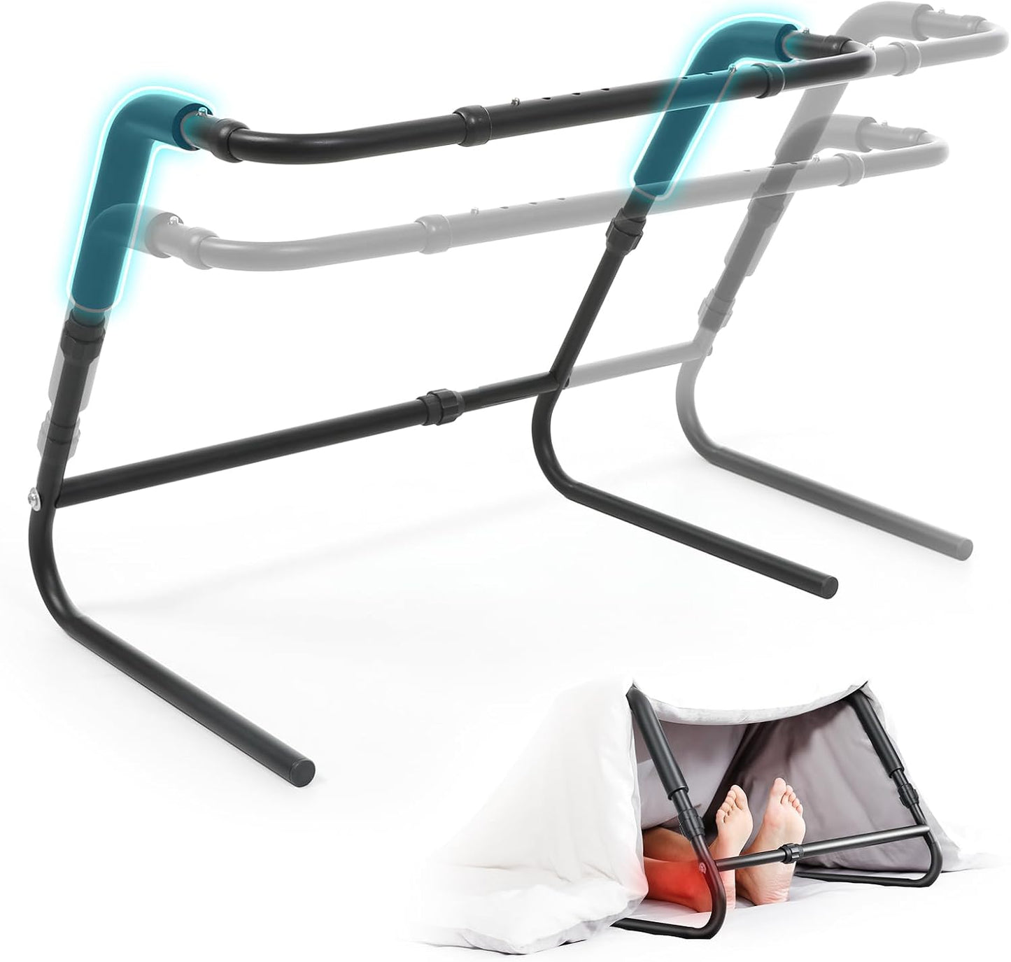 Blanket Lifter for Feet on the Mattress–Height & Width Adjustable Bed Cradle for Feets, Keep Blankets Off Feet with Stable Triangle Structure, Anti-Slip Design & Convenient Storage