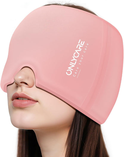 ONLYCARE Migraine Relief Cap, Headache Relief Cold Cap for Migraine Relief | Soothing Headache Ice Face Pack Mask, Cold Compress Head Wrap for Sinus, Tension, Stress, Hangover, Self Care Gifts for Women