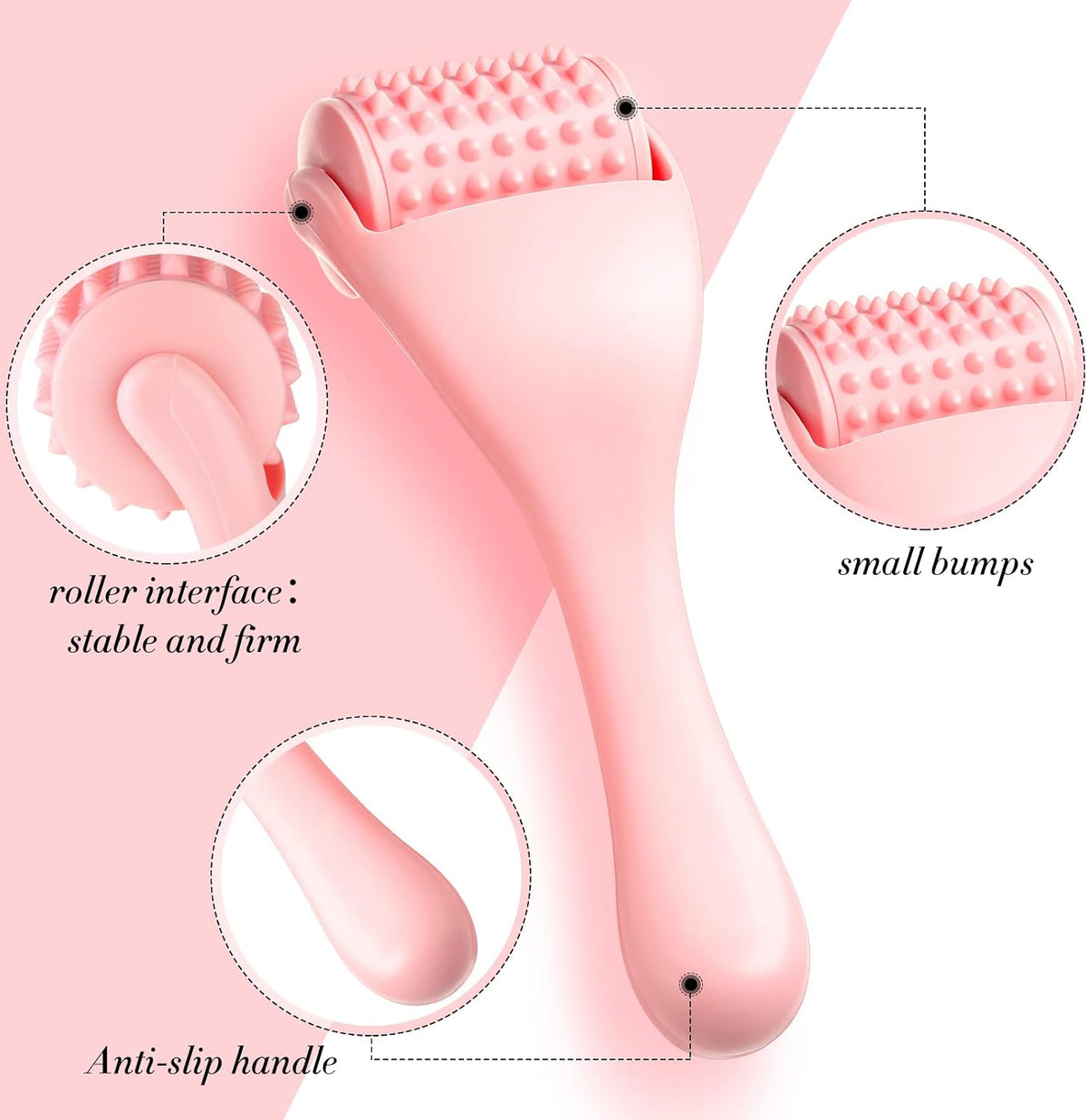 Tondiamo 2 Pcs Muscle Roller Portable Small Silicone Massager Roller Deep Tissue Muscle Massage Stick Cellulite Remover Scar Tissue Massager for Relief Face Neck Arm Back Leg(White,Silicone)