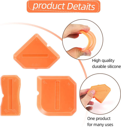 Caulk Tool Caulking Tool Kit, 3 Pcs silicone Grout Finishing Applicator Set | Professional Sealant Smoothing Tools for Kitchen Bathroom Floor Tile, Reusable Caulk Finishing Spatula Set