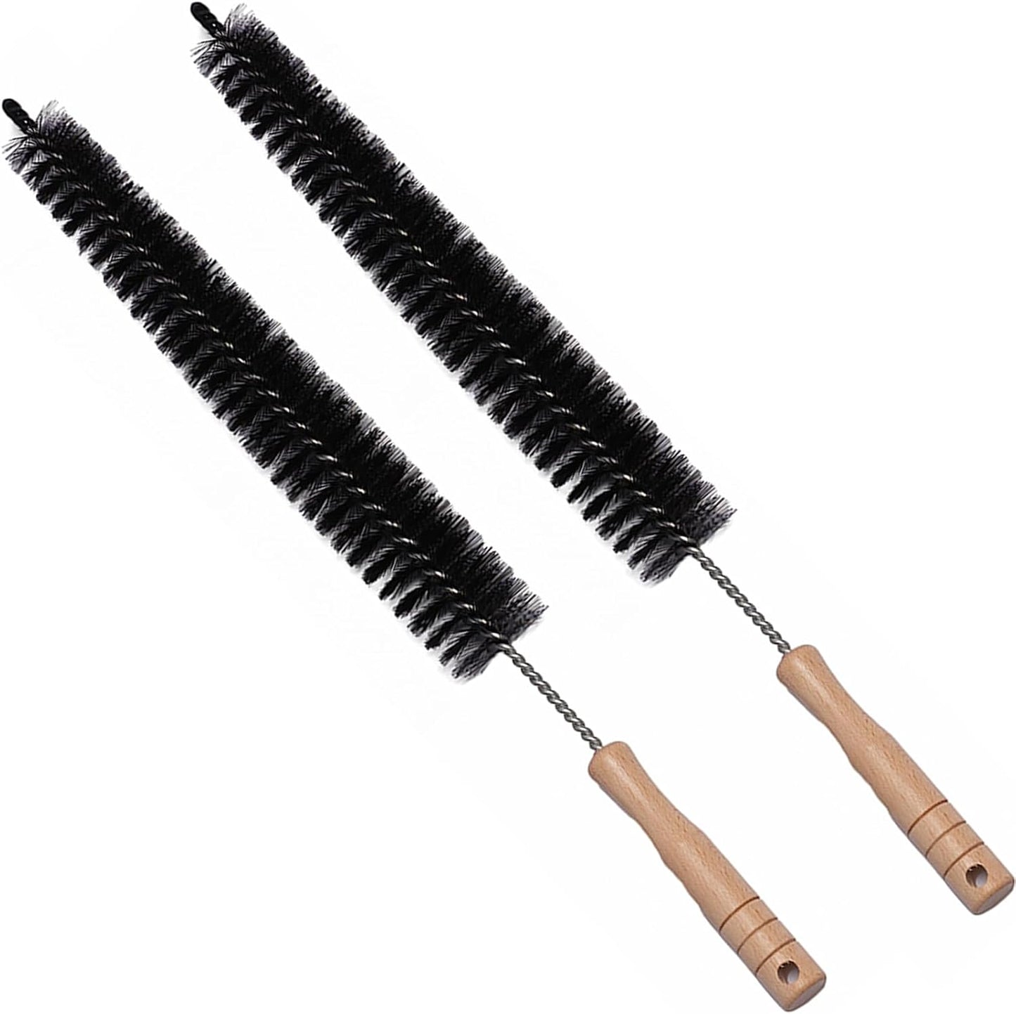 Radiator Brush, 17" Flexible Radiator Cleaner, Wooden Handle, 2-Pack | Multipurpose Dryer Lint Brush & Refrigerator Coil Cleaning Brush for Lint Trap, Pet Hair, Vent Cleaner, Narrow Gaps & Duster
