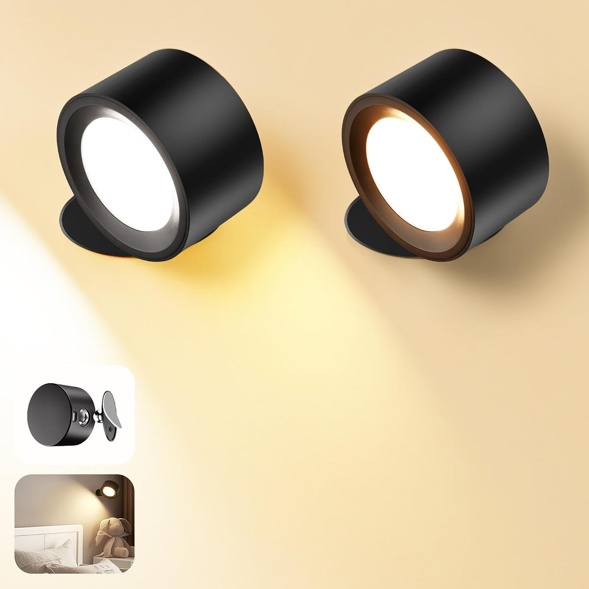 Wall Mounted Lamp, Battery Operated Wall Lights, Wood