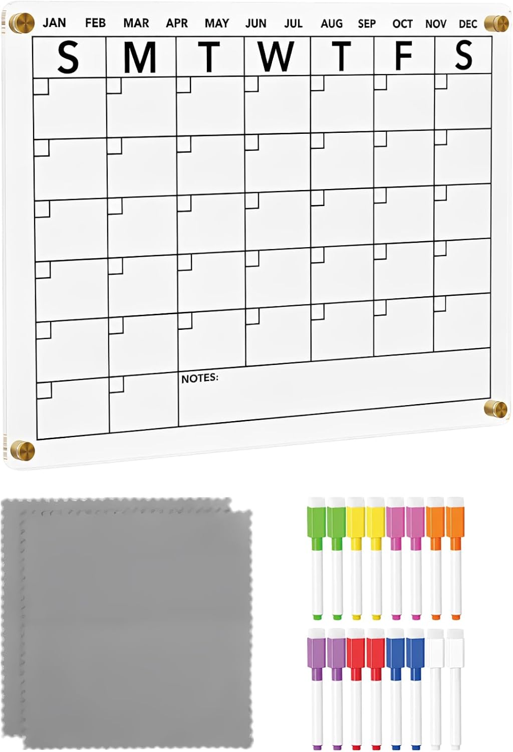2 Pcs Chore Chart, Clear Acrylic Dry Erase Board with 16 Markers, Metal Adhering Chore Chart for Family Weekly Task Planning, Refrigerator Kitchen Schedule, 11.8 x 7.9 in, 30 x 20 cm