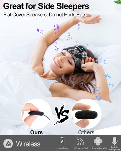 LC-dolida Sleep Headphones Bluetooth Headband Sleeping Wireless Headband Headphones with Thin HD Stereo Speakers Perfect for Side Sleepers, Sport, Yoga, Travel