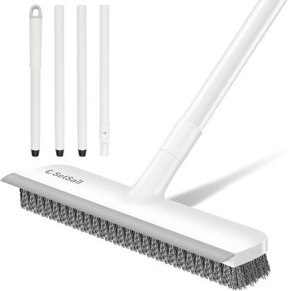 SetSail Floor Scrub Brush with 51-Inch Long Adjustable Handle 2 in 1 Scrape Brush Stiff Bristle Floor Scrubber for Cleaning Shower Bathroom Garage Kitchen Wall Deck Tub Tile | 2 in 1 Scrape Brush Stiff Bristle Floor Scrubber for Cleaning Shower Bathroom