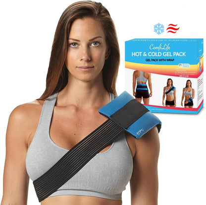 ComfiLife Knee Ice Pack with Wrap Reusable Hot & Cold Therapy Gel Pack Adjustable Compression Support for Injuries, Pain, Surgery, Arthritis, Meniscus and More