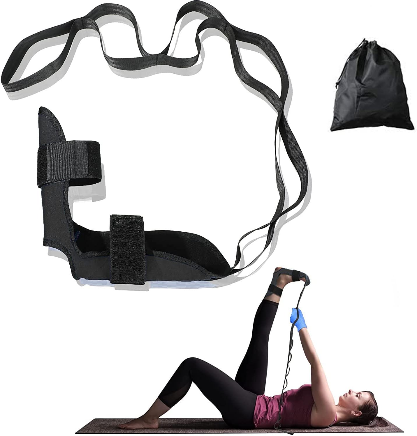 Foot and Calf Stretcher for Plantar Fasciitis, Leg Stretch Band，Improve Leg Stretching，Premium Physiotherapy Stretching Strap Improves Strength and Relief to Heel Spurs, Calf, Thigh and Hip