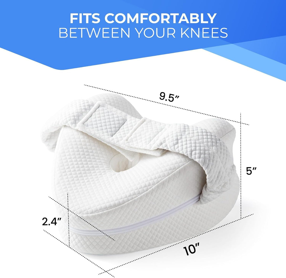 Memory Foam Knee Pillow for Side Sleepers Hip Pain with Adjustable Strap - Between Leg Pillow for Side Sleeping - Sciatica Pain Relief Support for Back, Knees, Joints, and Spine Alignment Cushion