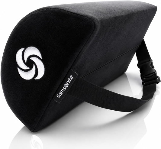 SAMSONITE - Half Moon Lumbar Support Pillow, Elevates Comfort, 100% Pure Memory Foam, Fits Most Seats