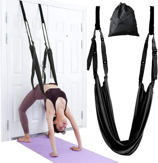 Yoga Stretching Strap, Adjustable Leg Stretcher Waist Back Stretch Band with Door Anchor, Flexibility Backbend Trainer for Aerial Yoga, Pilates, Ballet, Dance