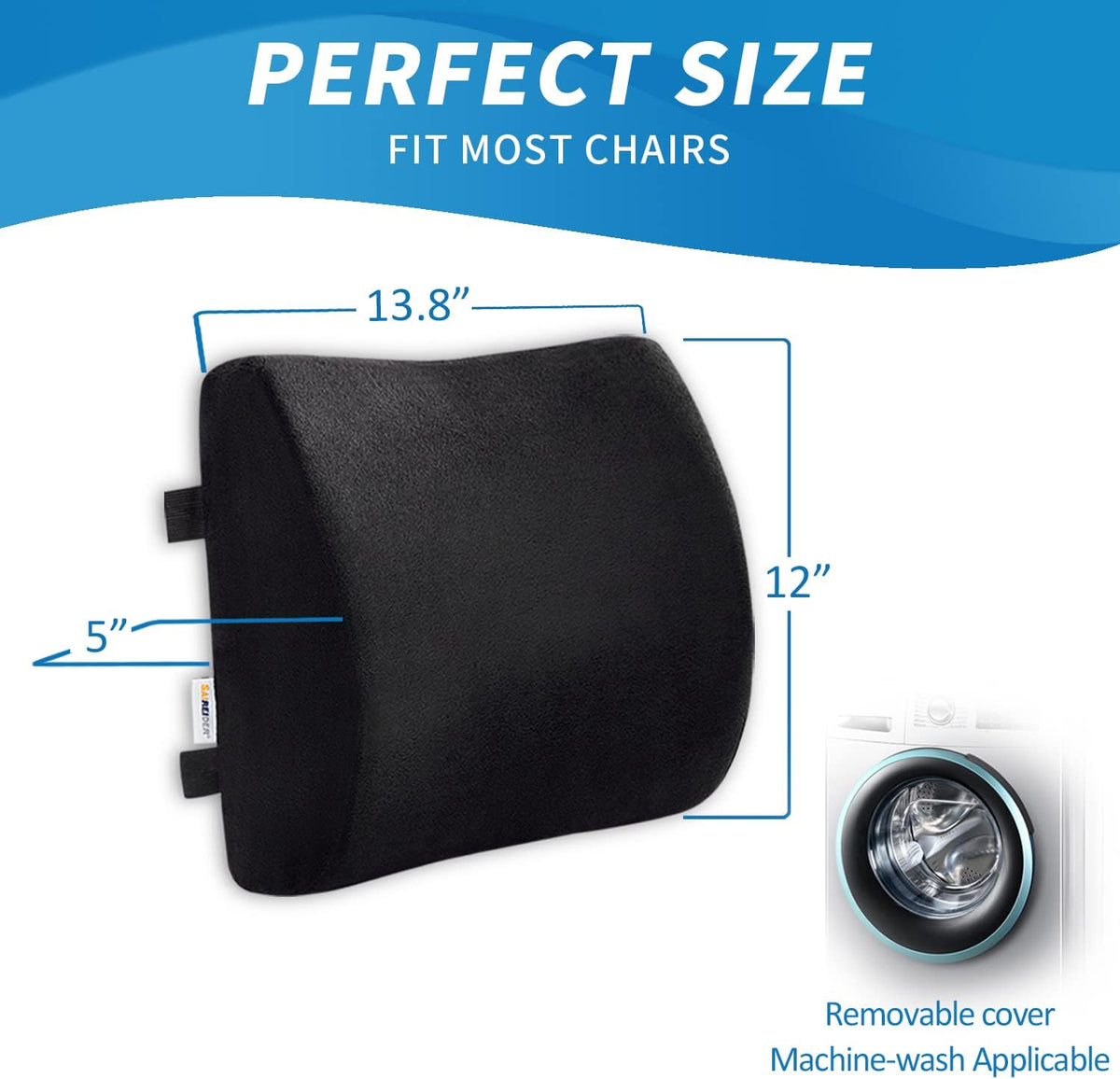 SAIREIDER Seat Cushion and Lumbar Support Pillow for Office Chair, Memory Foam Car Seat Cushions Back Support Pillows, Help Relieve Pain of Back, Lumbar, Tailbone and Sciatic Nerve（Black）
