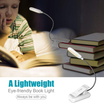 VAVOFO Rechargeable Book Light for Reading in Bed Kids, 7 LED Reading Light with 9-Level Warm Cool White Daylight, Eye Care Lamp with Power Indicator for Bookworms (Yellow)