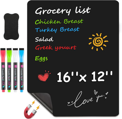 MaxGear Magnetic Dry Erase Board for Fridge, 12 x 8 Inch, Markers Included | Strong Magnetic Backing, Stain Resistant Surface, Easy to Write and Erase, Ideal For To-do Lists, Includes 3 Markers 1 Erase
