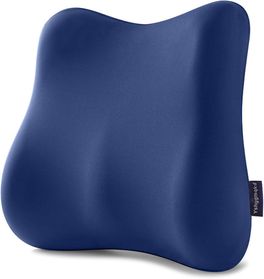 Lumbar Support Pillow for Office Chair Memory Foam Lumbar Cushion with Removable Cover Soft Back Support Pillow Suitable for Car, Couch, Gaming, Dark Blue