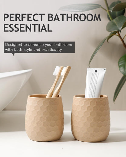 Toothbrush Holder, Tooth Brush Holder for Bathroom - Ceramic Toothbrush Cup White Toothbrush Holders Countertop, Makeup Brush Holder Pen Holder, 3.62" x 3.62" x 3.93", ANTIS'S HOME