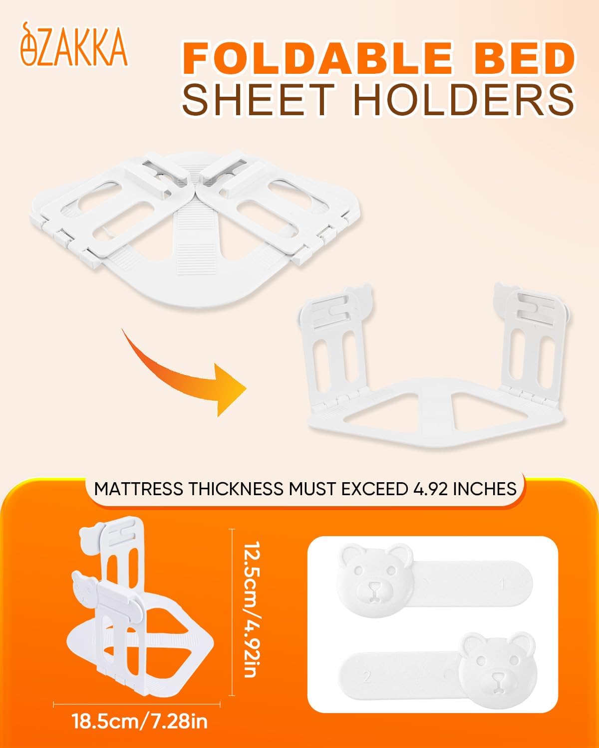 eZAKKA 8PCS Adjustable Replacement Strips for Bed Sheet Holder | Bed Sheet Straps Compatible with Most Bed Lock Sheet Holders，Cuttable sheet locks for fitted sheets