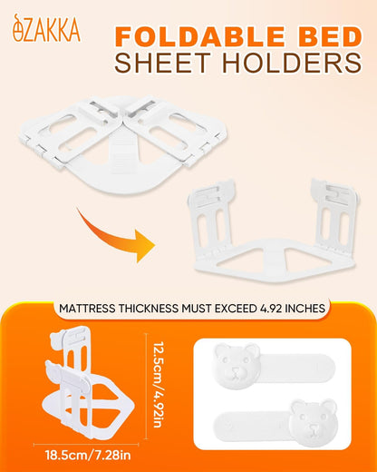 eZAKKA 8PCS Adjustable Replacement Strips for Bed Sheet Holder | Bed Sheet Straps Compatible with Most Bed Lock Sheet Holders，Cuttable sheet locks for fitted sheets