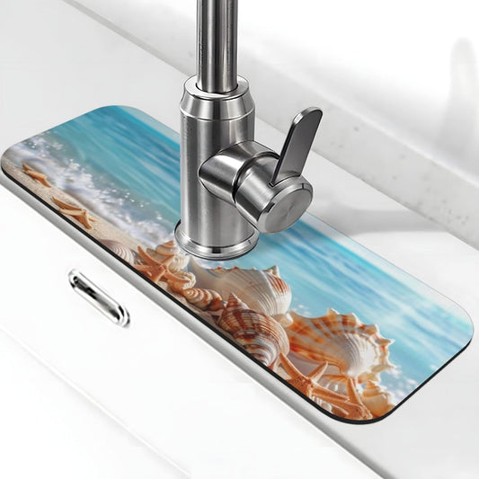 Faucet Draining Mat For Kitchen Sink, Colorful Flowers Floral Diatom Mud Absorbent Drain Pad For Bathroom Kitchen Sink Splash Guard Drying Mat